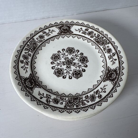 6 Vintage Royal China USA Hampshire Brown 6.5”Bread/Dessert Plates Excellent - Picture 1 of 10